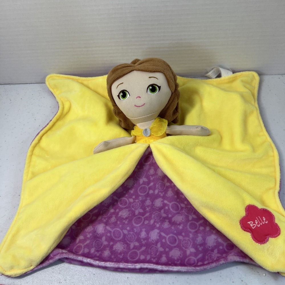 Disney Baby Infant Beauty Belle Lovey Lovie Security Blanket yellow Princess - Picture 3 of 5